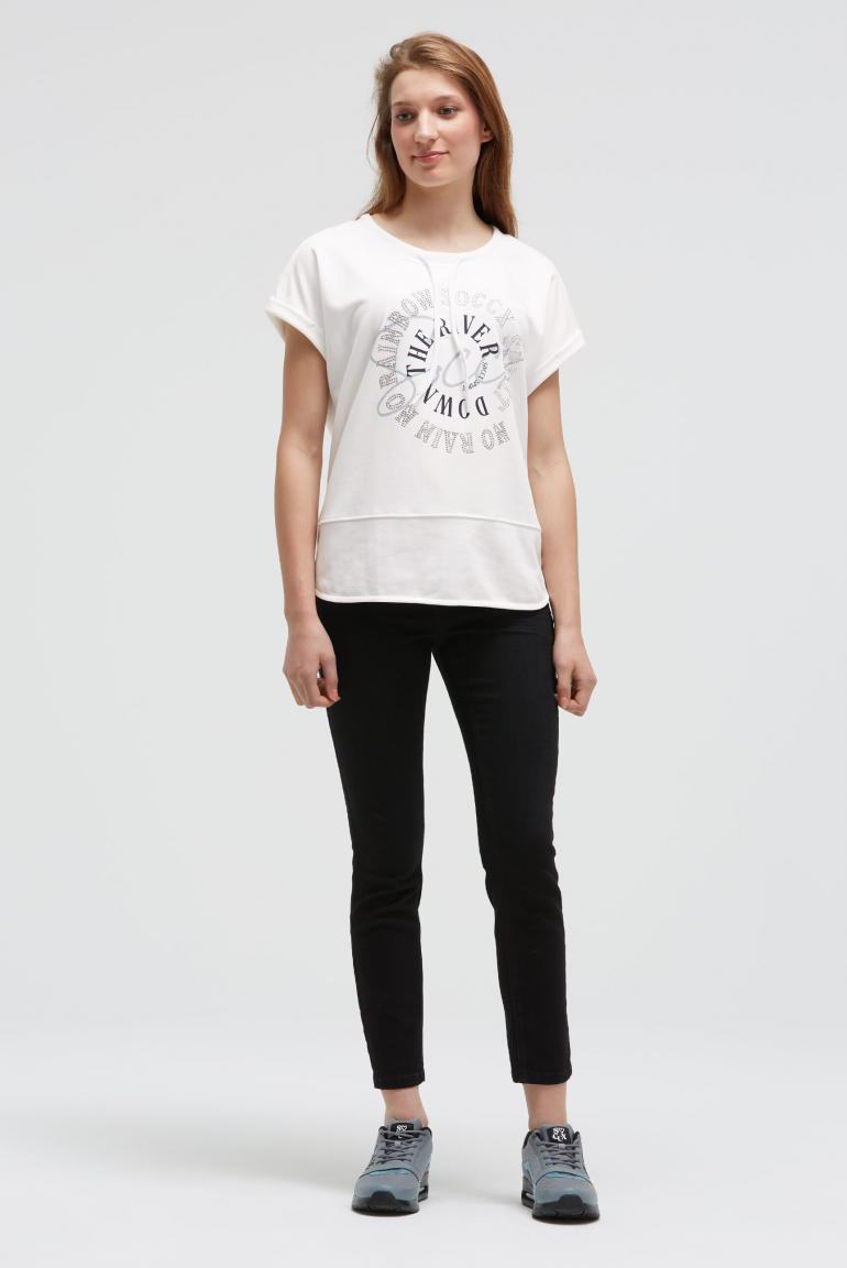 Oversized-Shirt mit Artwork aus Schmucksteinen