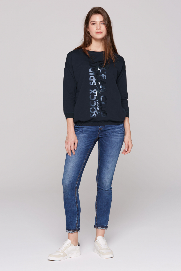 Oversized Sweatshirt mit Pailletten-Artwork