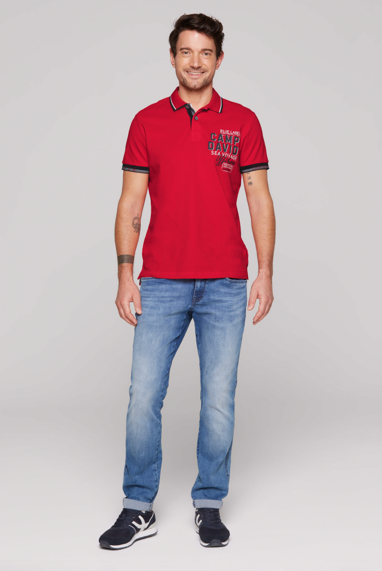 Pikee-Polo mit Rubber Artwork und Two-Tone-Details