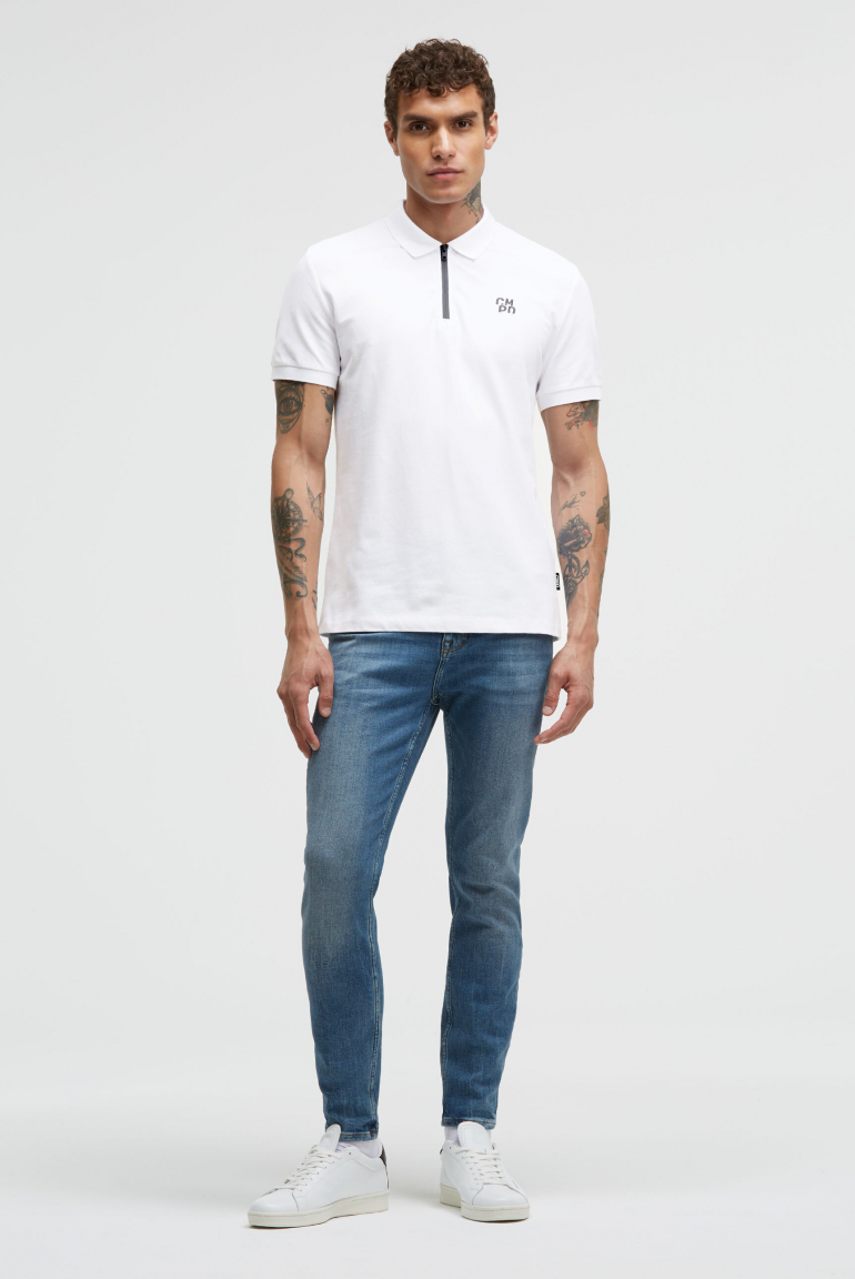 Pikee-Polo mit Zipper und Logo