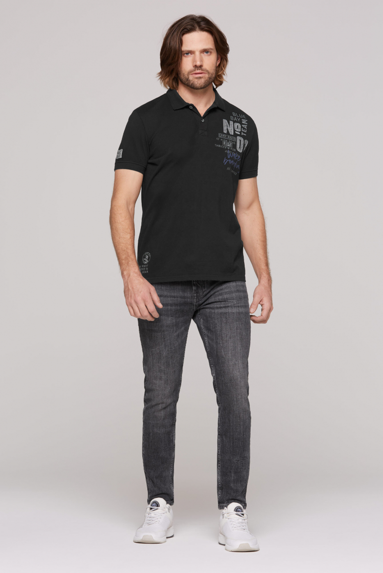 Poloshirt aus Pikee mit Label Prints
