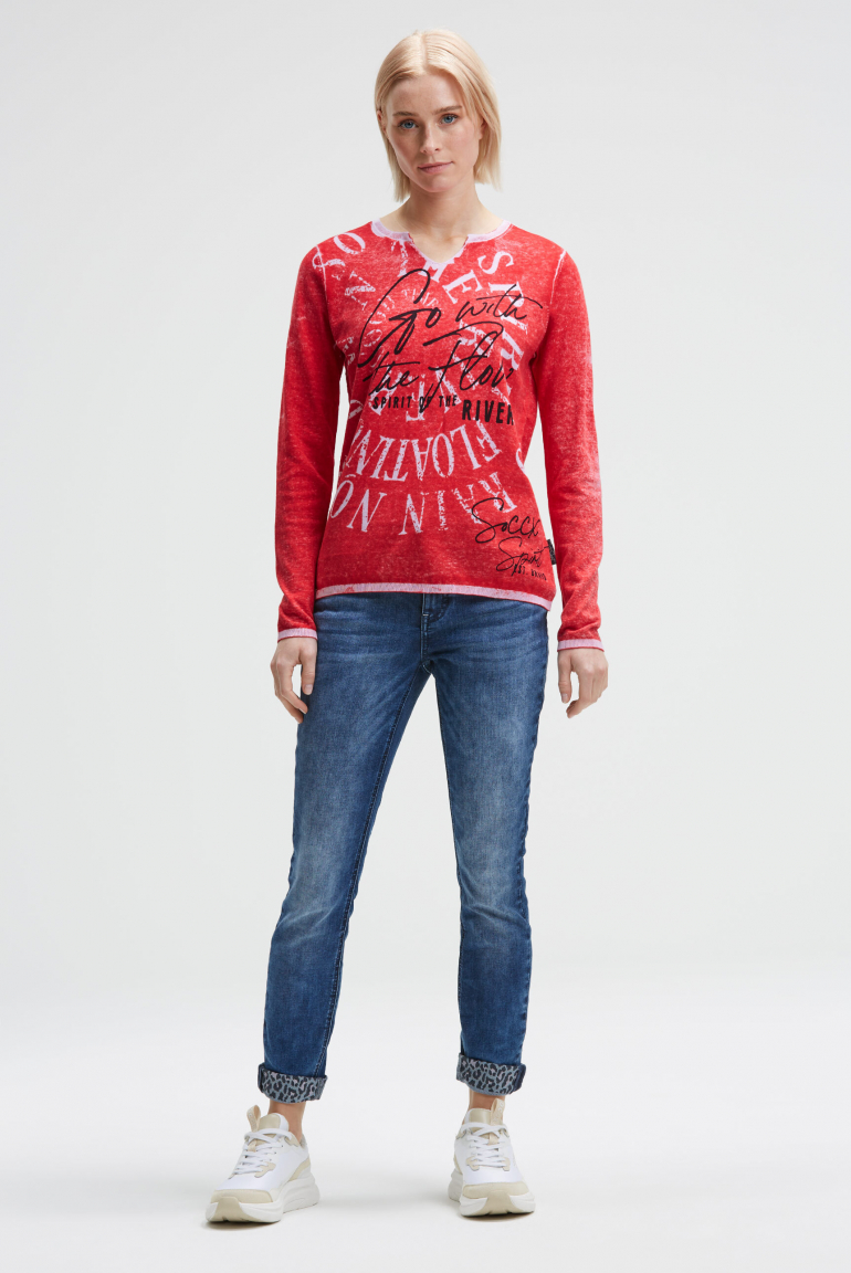 Pullover mit Inside Print und Acid-Effekten