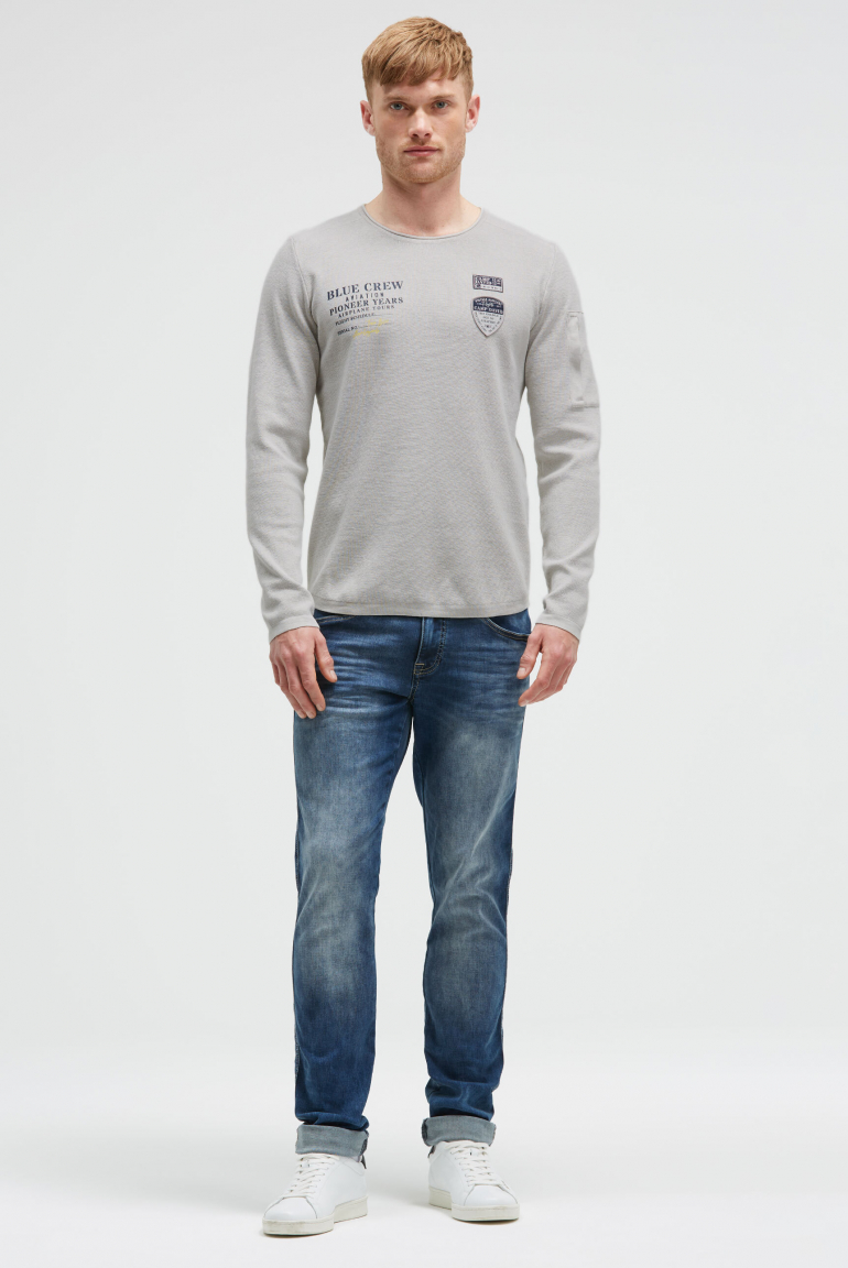 Pullover mit Print, Patches und Ärmeltasche