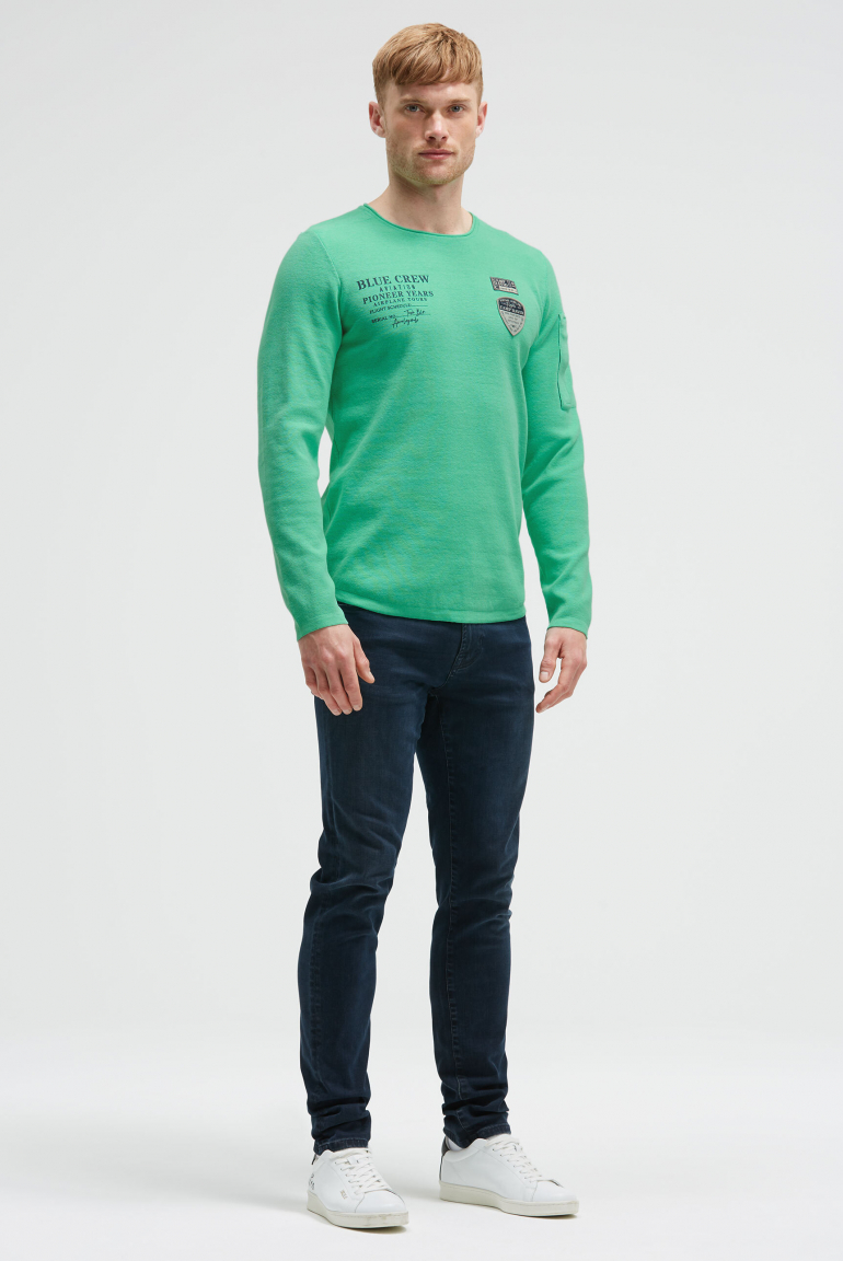 Pullover mit Print, Patches und Ärmeltasche