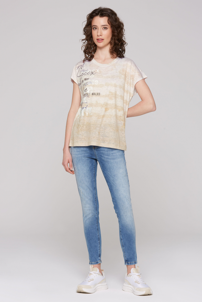 Shirt mit Ausbrenner-und Farb-Effekten