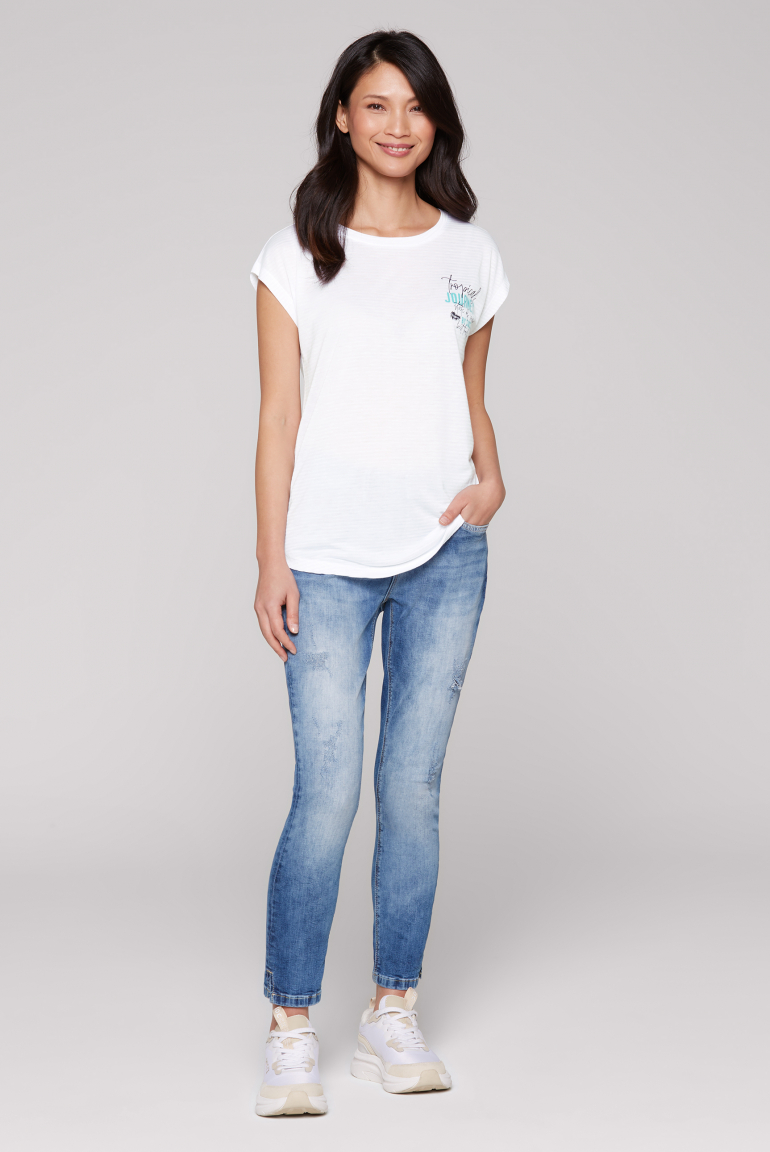 Shirt mit Jaquard-Streifen und Rücken-Print