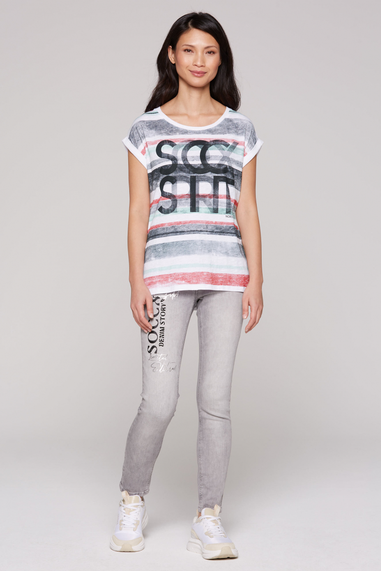 Shirt mit Logo- und Streifenprint