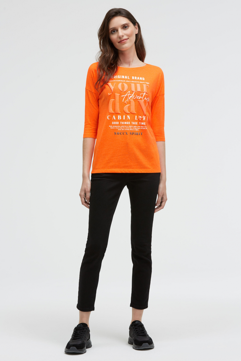Shirt mit verkürzten Ärmeln und Label Print