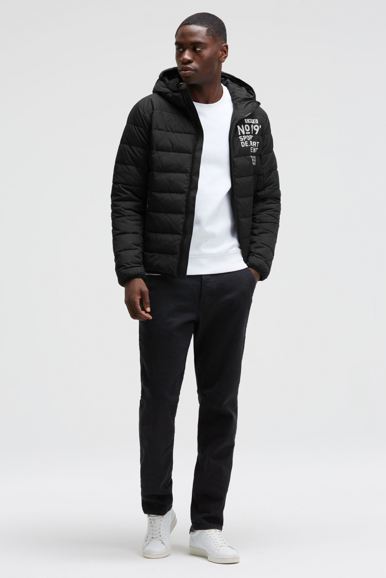 Steppjacke mit Kapuze und Vinyl Print