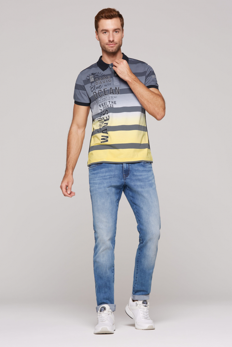 Streifen-Polo Dip Dye mit Logo Artworks