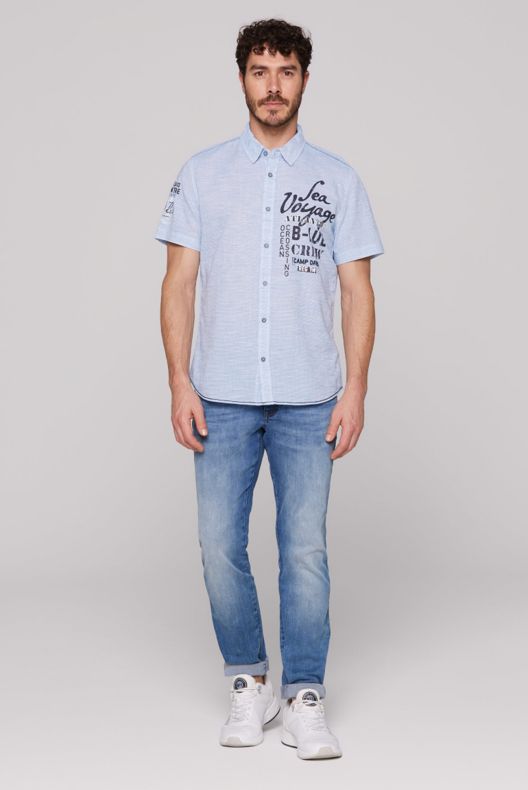 Streifenhemd Kurzarm mit Label Prints