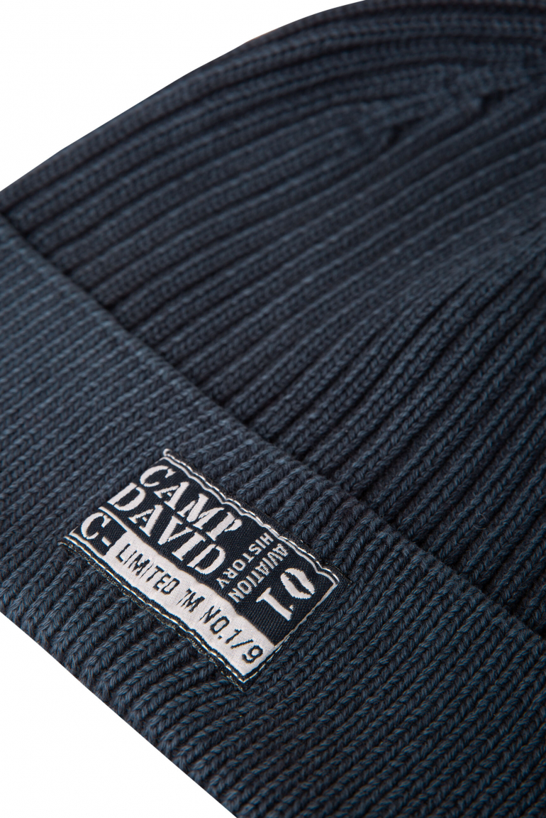 Strickmütze Stone Washed mit Label Patch