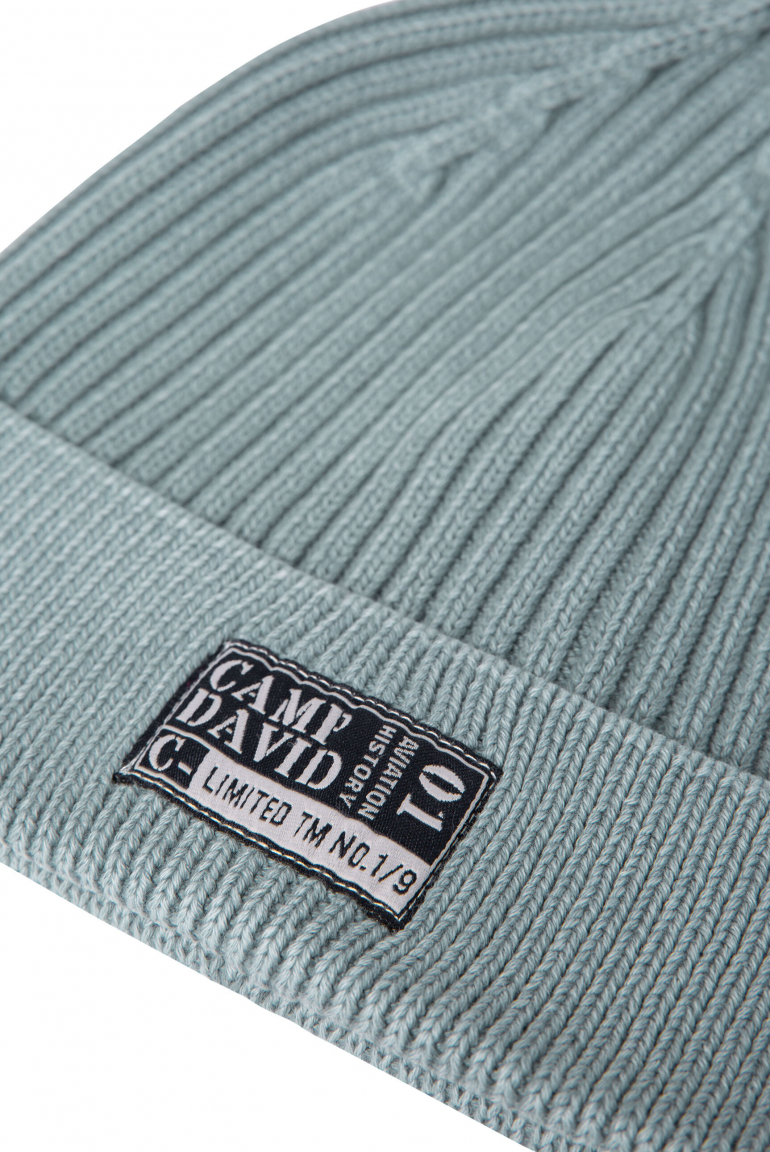 Strickmütze Stone Washed mit Label Patch