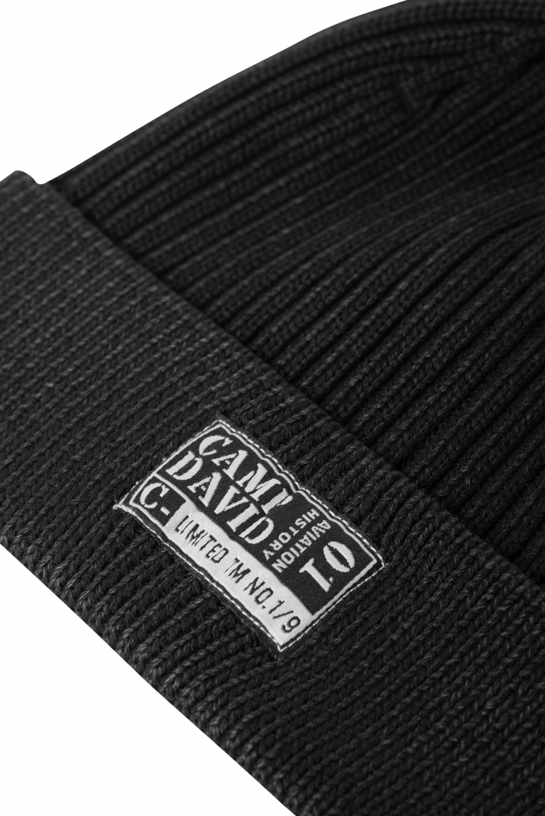 Strickmütze Stone Washed mit Label Patch