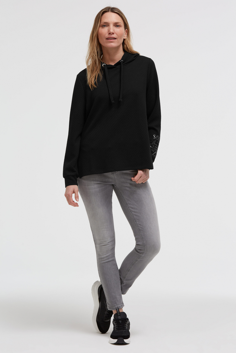 Strukturierter Hoodie mit Seitenschlitzen