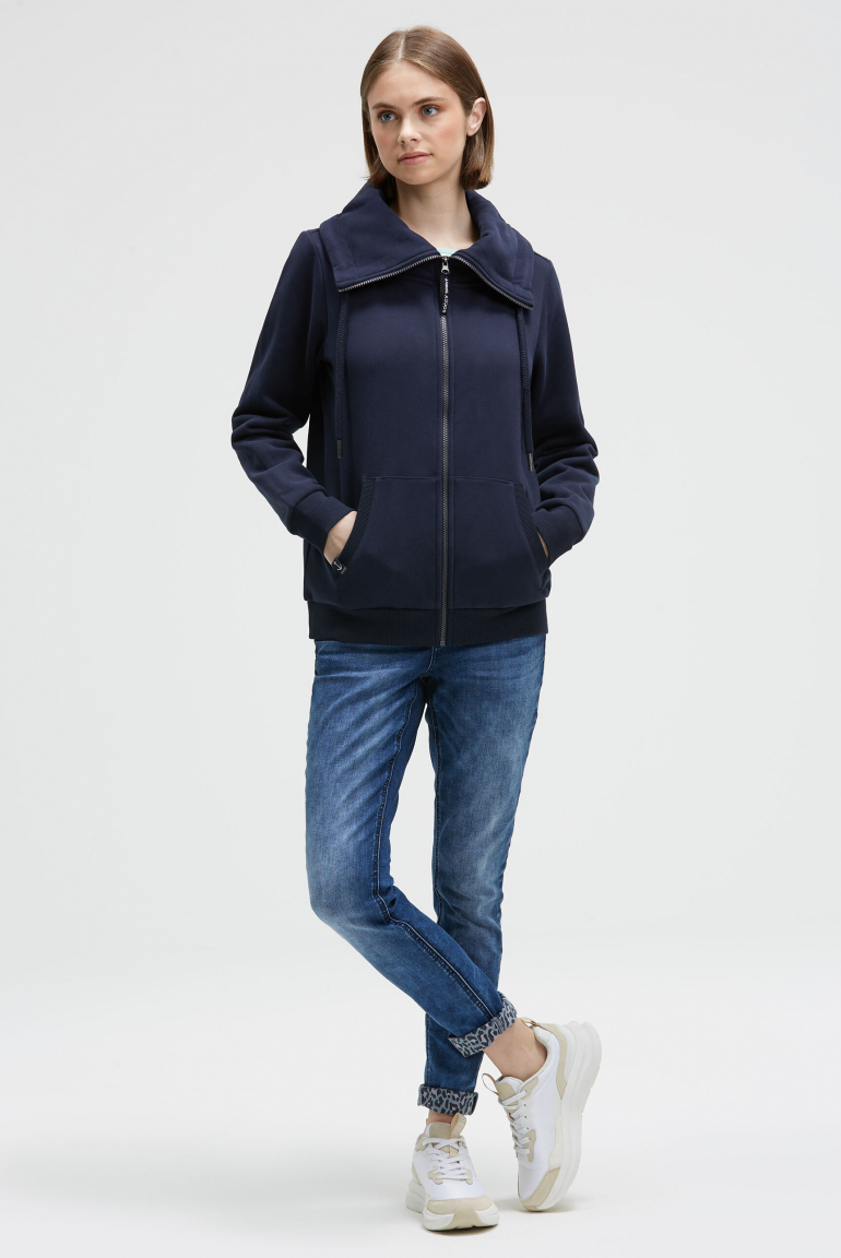 Sweatjacke mit hohem Kragen