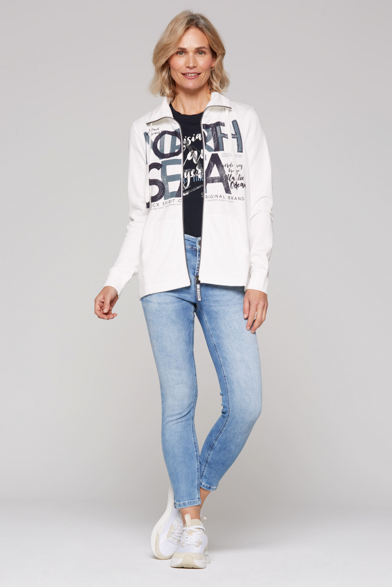 Sweatjacke mit hohem Kragen und Artwork