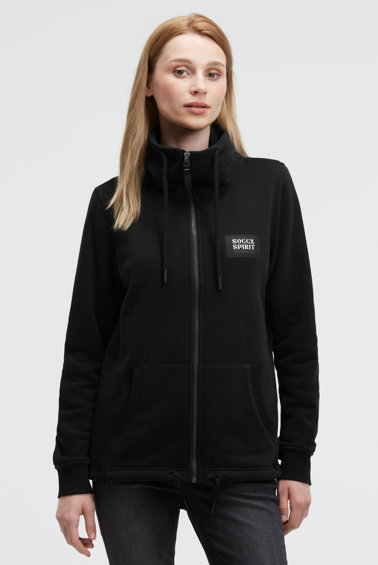 Sweatjacke mit hohem Kragen und Rücken-Print