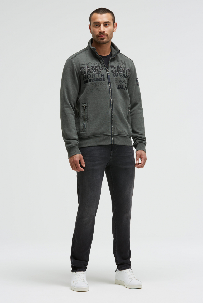 Sweatjacke mit Ripstop-Details und Label-Applikationen
