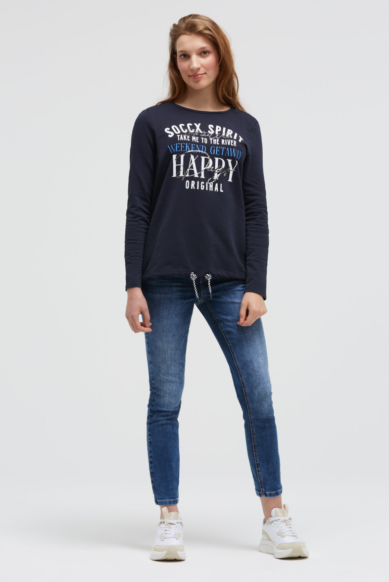 Sweatshirt mit Artwork und Kordelzug im Saum