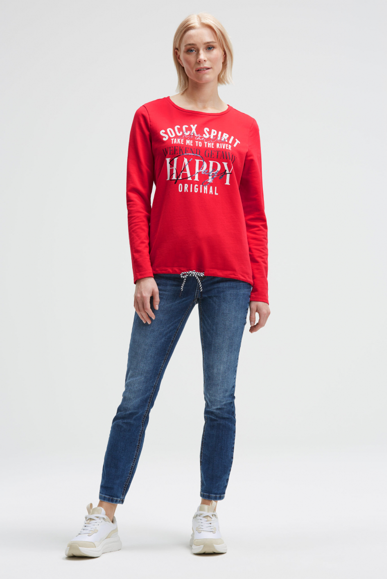 Sweatshirt mit Artwork und Kordelzug im Saum