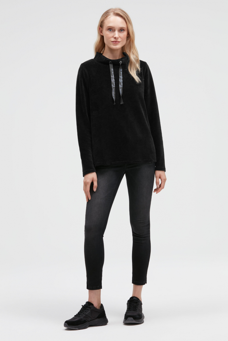 Sweatshirt mit gerippter Samt-Struktur