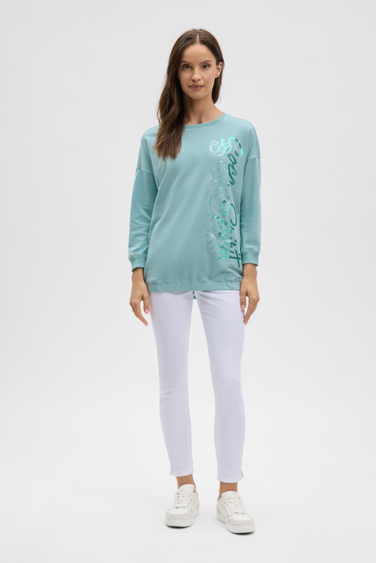 Sweatshirt mit Gummizugsaum und Pailletten-Logo
