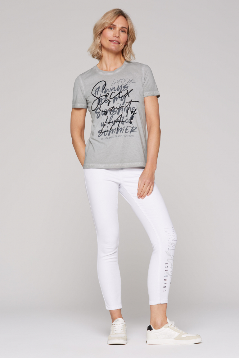 T-Shirt Inside Oil Dyed mit Pailletten-Wording