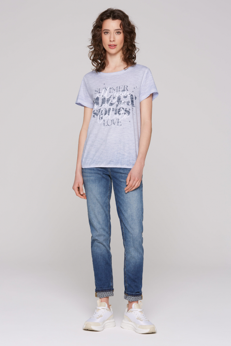 T-Shirt mit Elastiksaum und Artwork