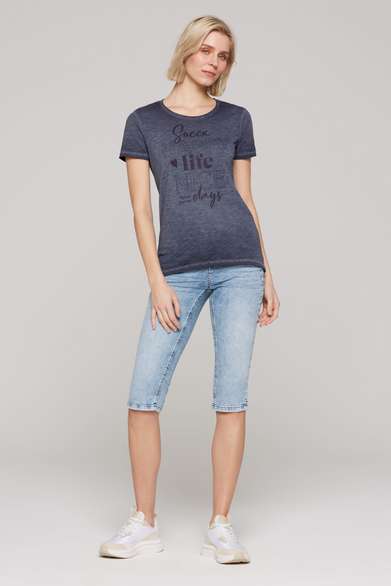 T-Shirt mit Glitter Wording Print