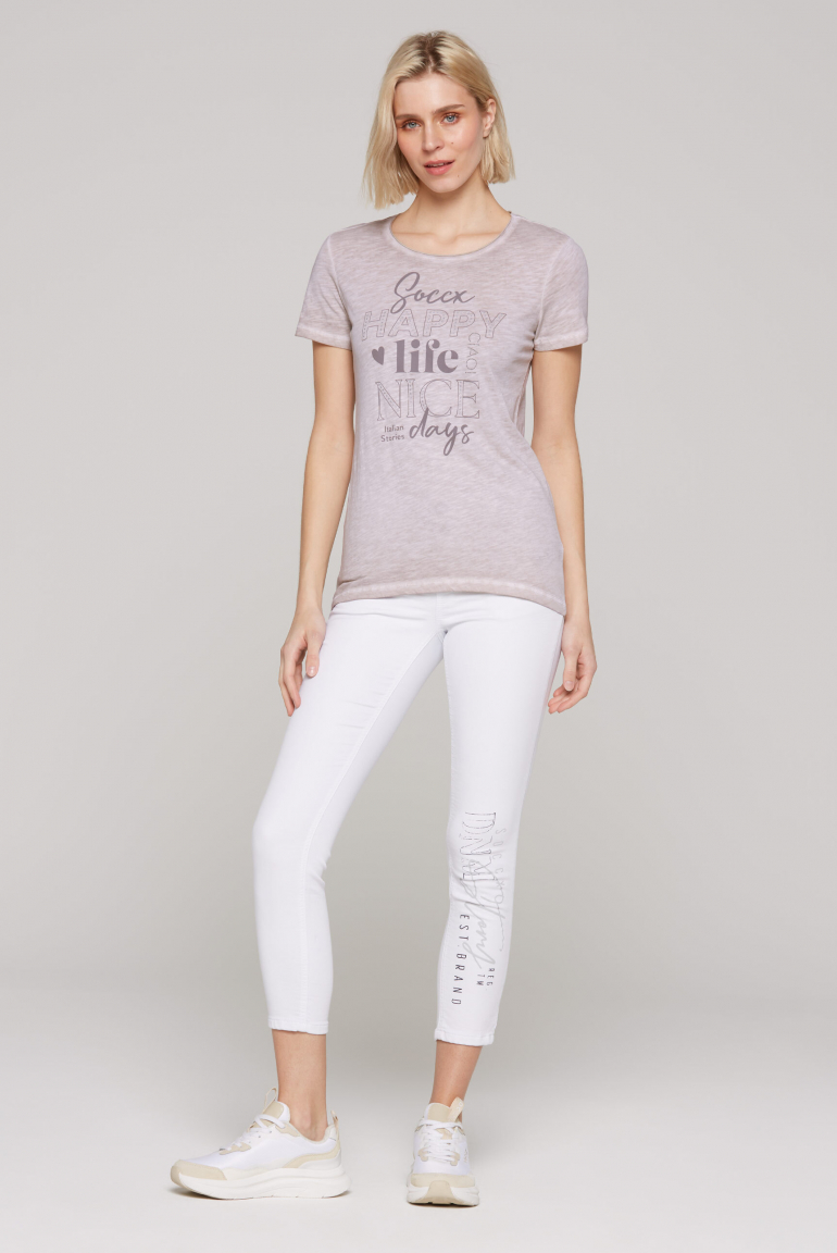 T-Shirt mit Glitter Wording Print