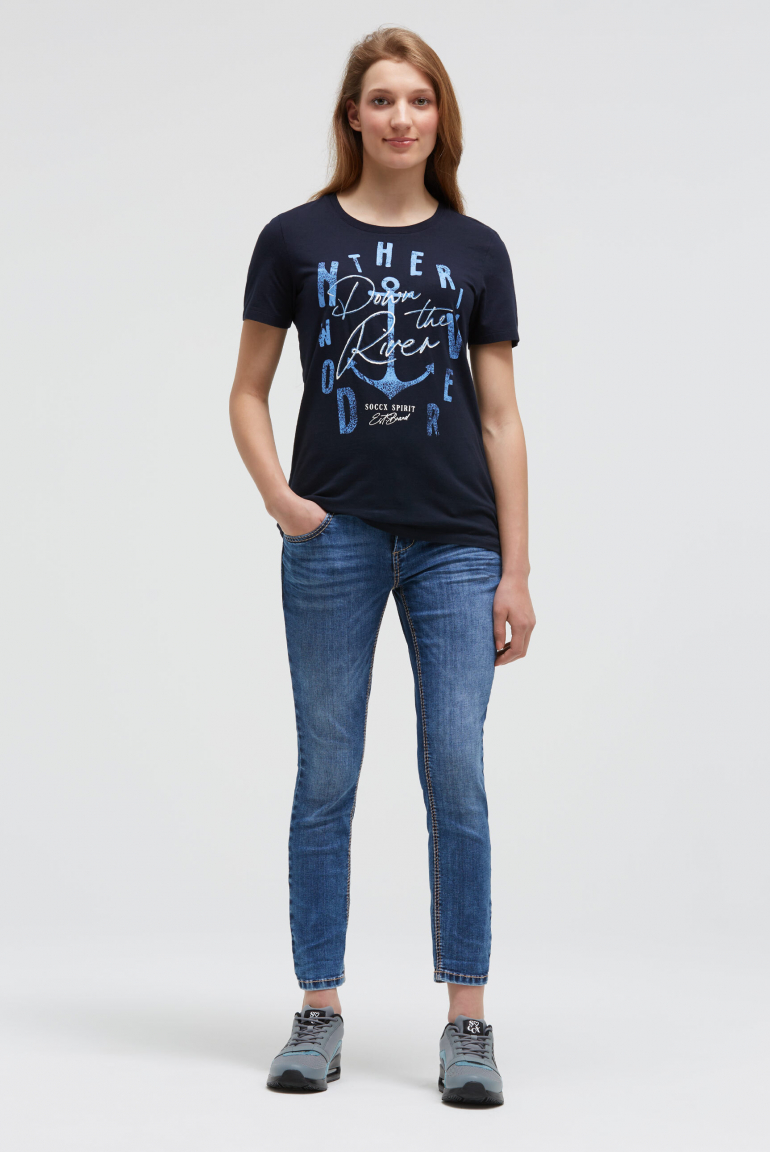 T-Shirt mit Print und Pailletten-Details