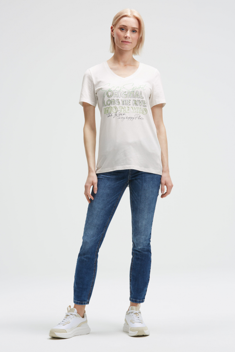 T-Shirt mit Print und Pailletten-Details