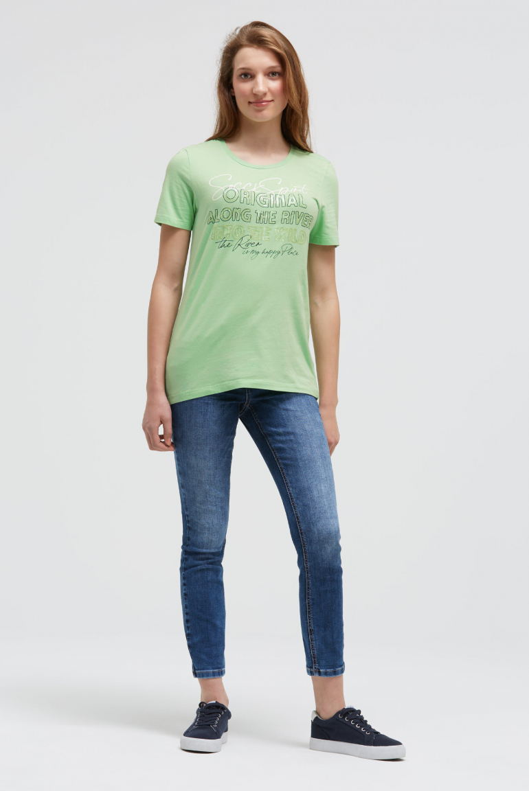 T-Shirt mit Print und Pailletten-Details
