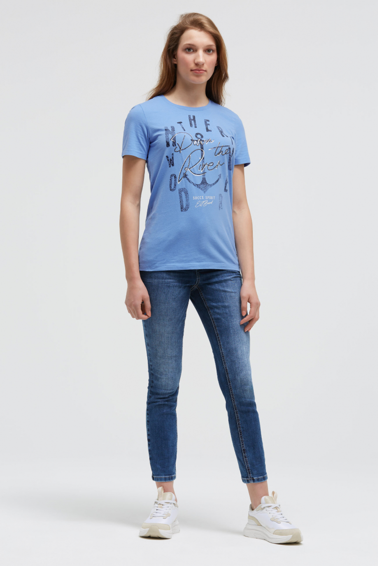 T-Shirt mit Print und Pailletten-Details