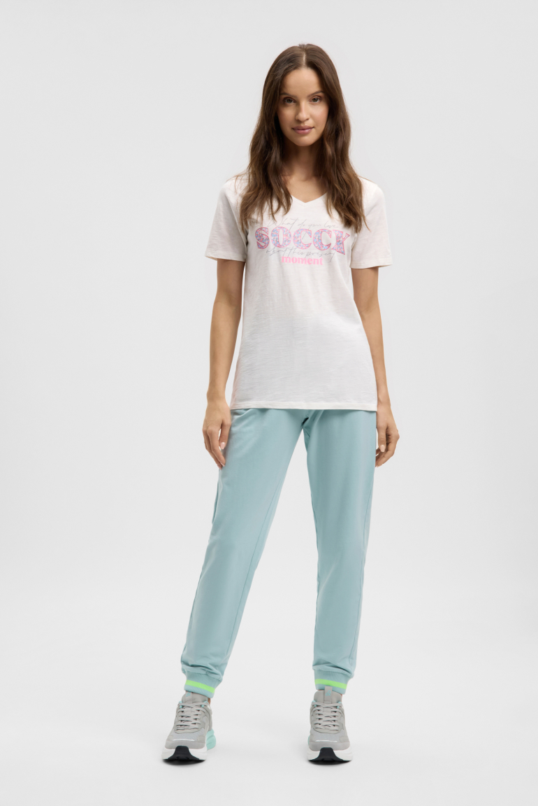 T-Shirt mit V-Ausschnitt und Artwork