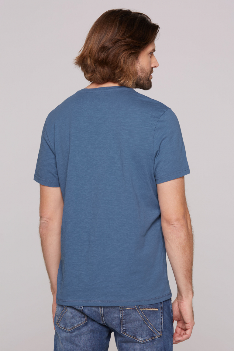 T-Shirt mit V-Neck und Logo Print