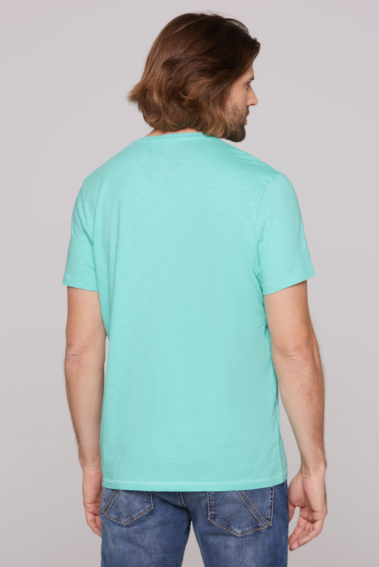 T-Shirt mit V-Neck und Logo Print