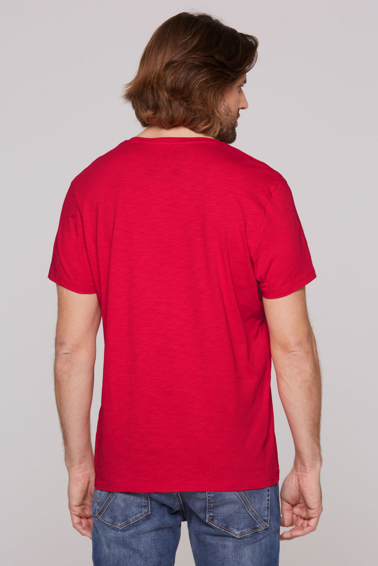 T-Shirt mit V-Neck und Logo Print