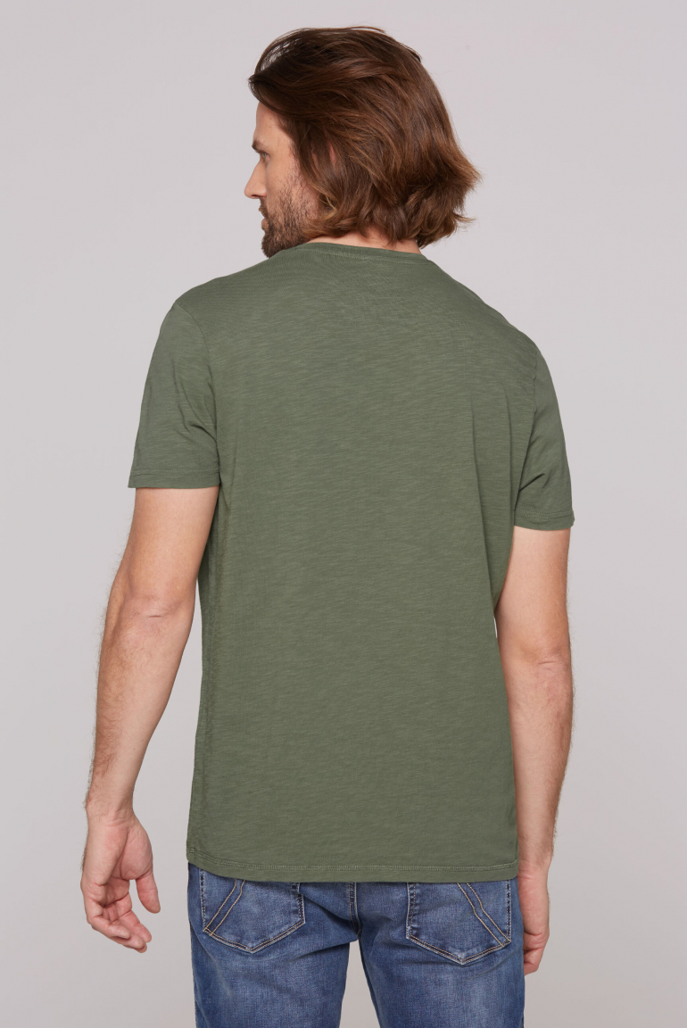 T-Shirt mit V-Neck und Logo Print