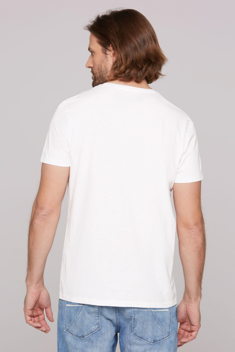 T-Shirt mit V-Neck und Logo Print