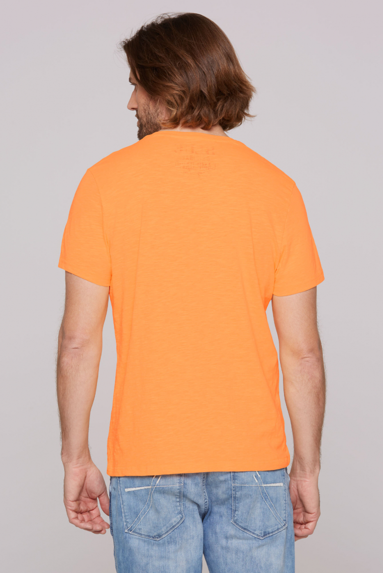 T-Shirt mit V-Neck und Logo Print