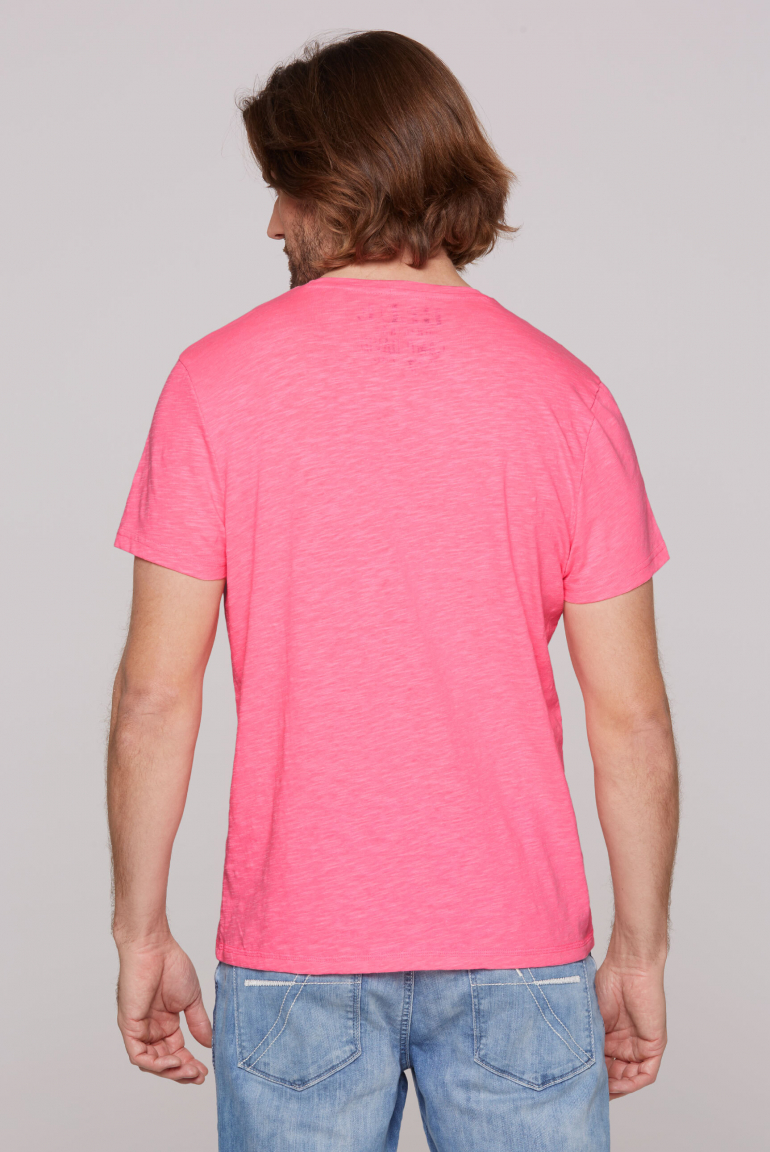 T-Shirt mit V-Neck und Logo Print