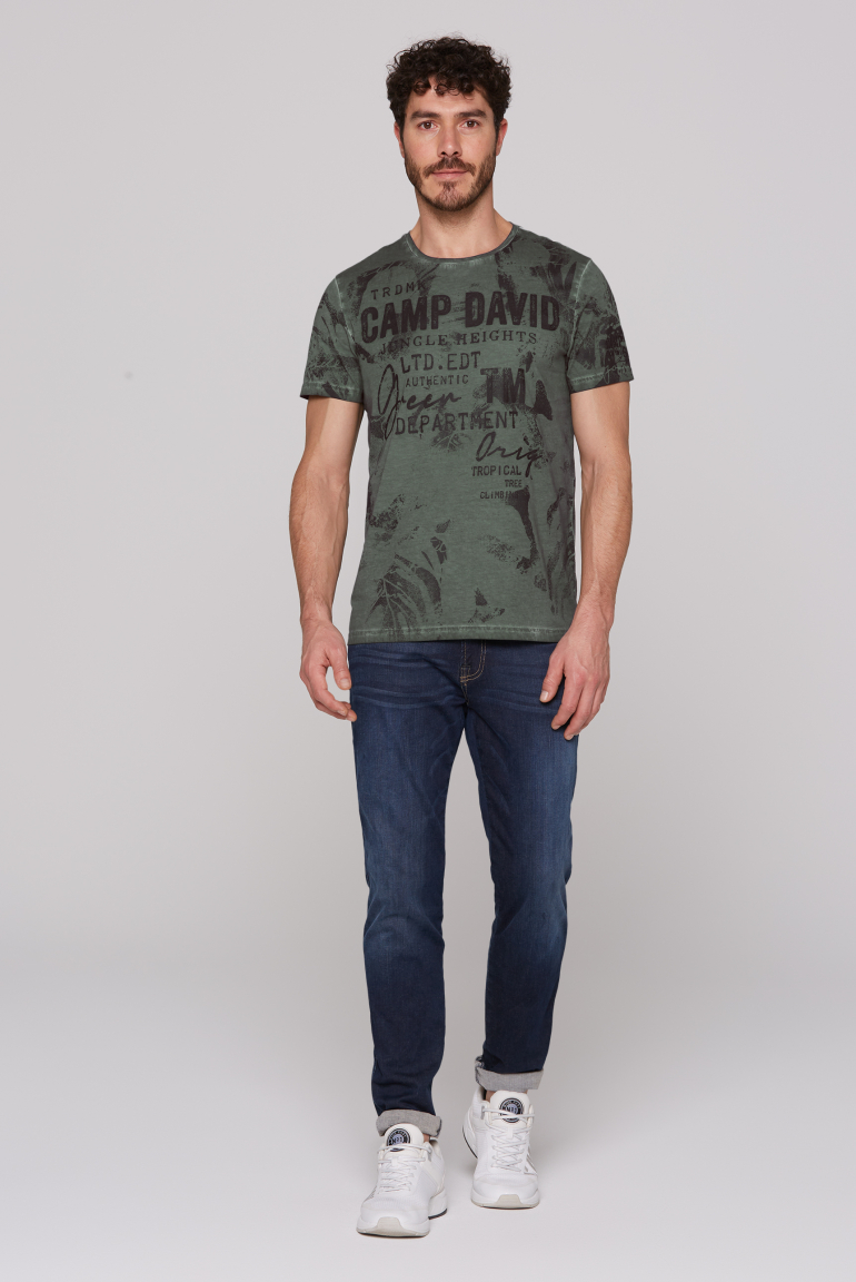T-Shirt Oil Dyed mit All Over Print