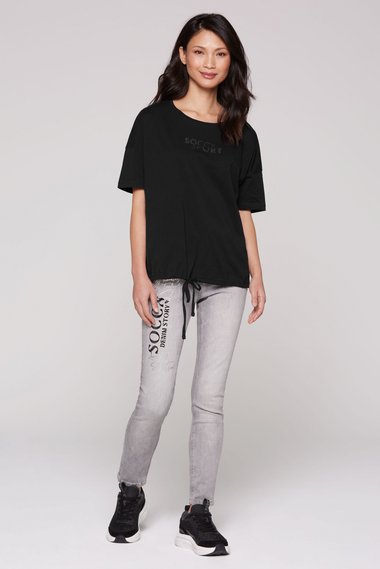 T-Shirt Oversized mit Bindebandsaum