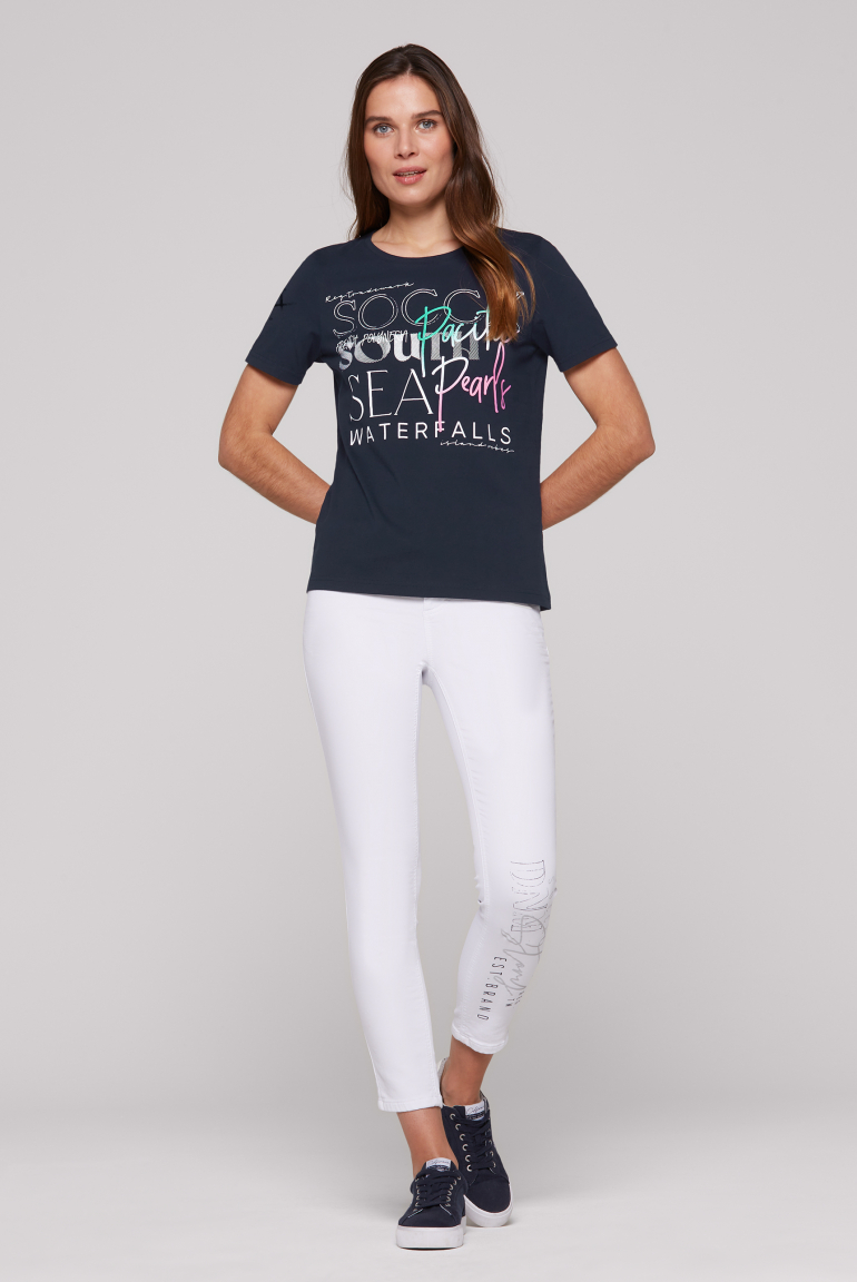 T-Shirt Rundhals mit Logo Print