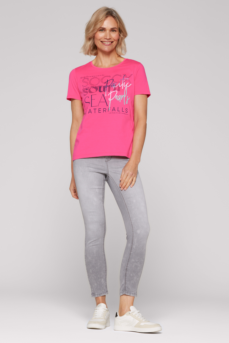 T-Shirt Rundhals mit Logo Print