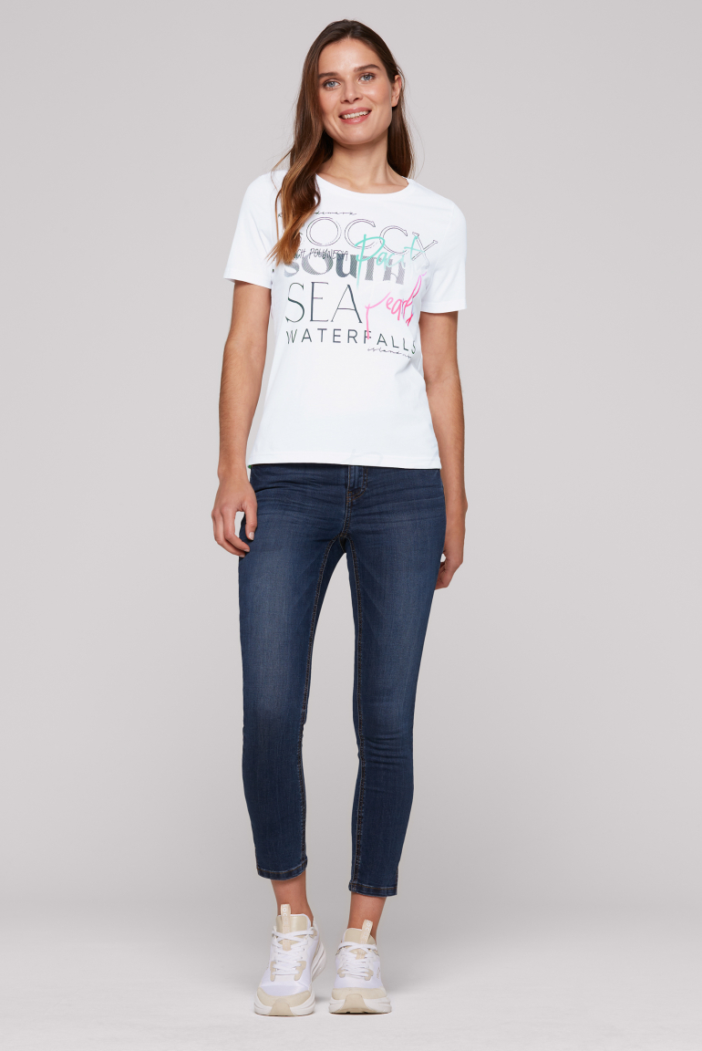 T-Shirt Rundhals mit Logo Print