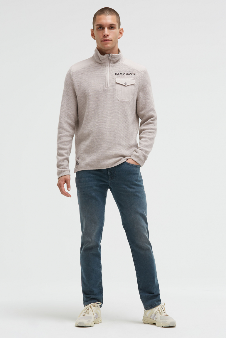Troyer-Sweatshirt mit Twill-Details