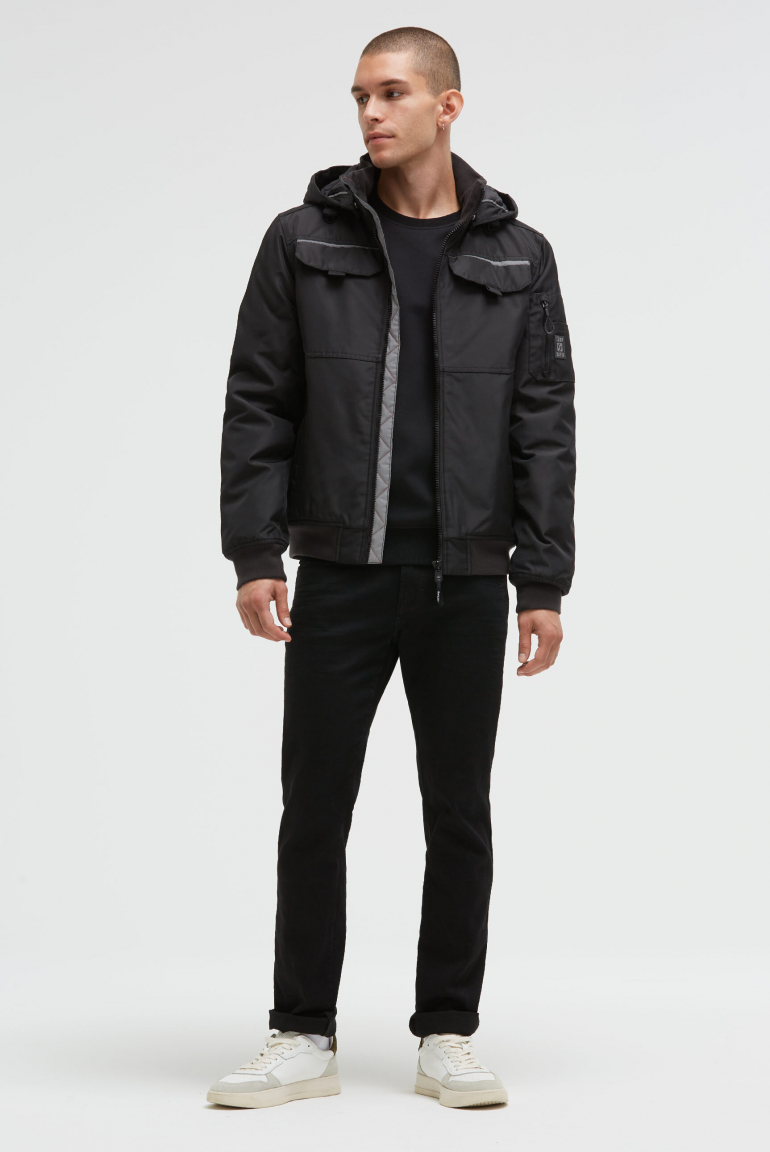 Wattierter Blouson im Worker-Stil mit Kapuze